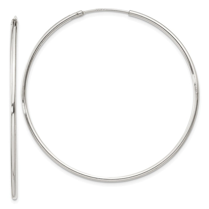 Stella Silver 925 Sterling Silver 1.3mm Hoop Earrings, 46mm x 46mm