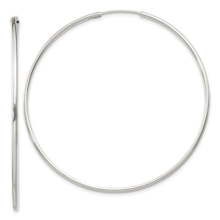 Stella Silver 925 Sterling Silver 1.3mm Hoop Earrings, 50mm x 50mm