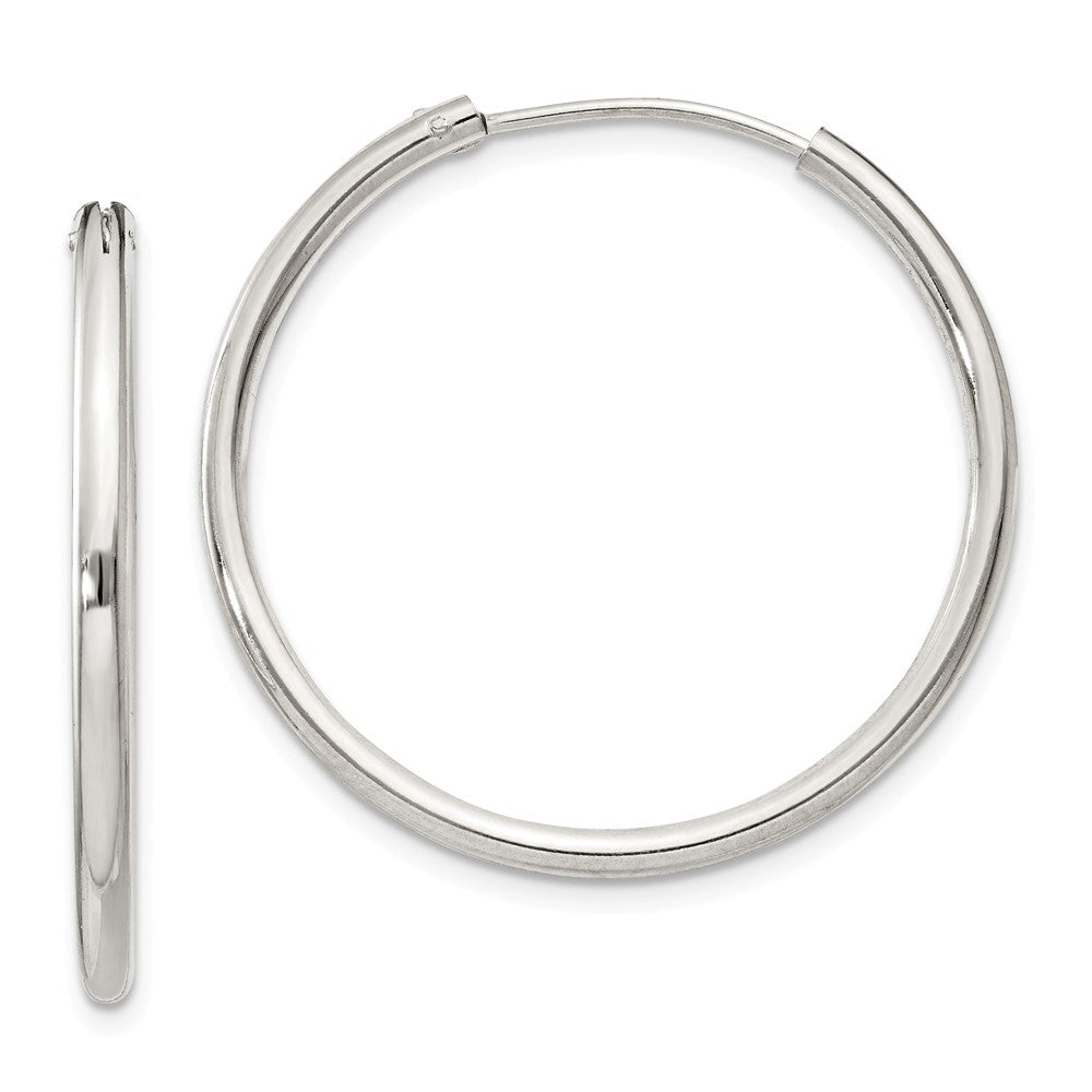 Stella Silver 925 Sterling Silver 2mm Hoop Earrings, 28mm x 28mm