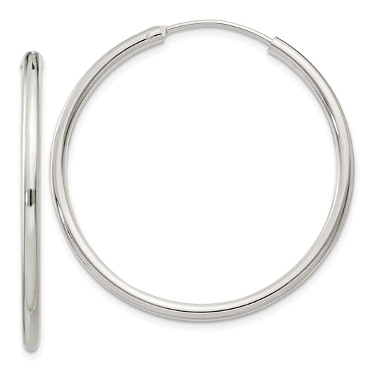 Stella Silver 925 Sterling Silver 2mm Hoop Earrings, 36mm x 36mm