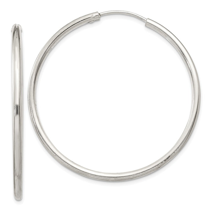 Stella Silver 925 Sterling Silver 2mm Hoop Earrings, 41mm x 41mm