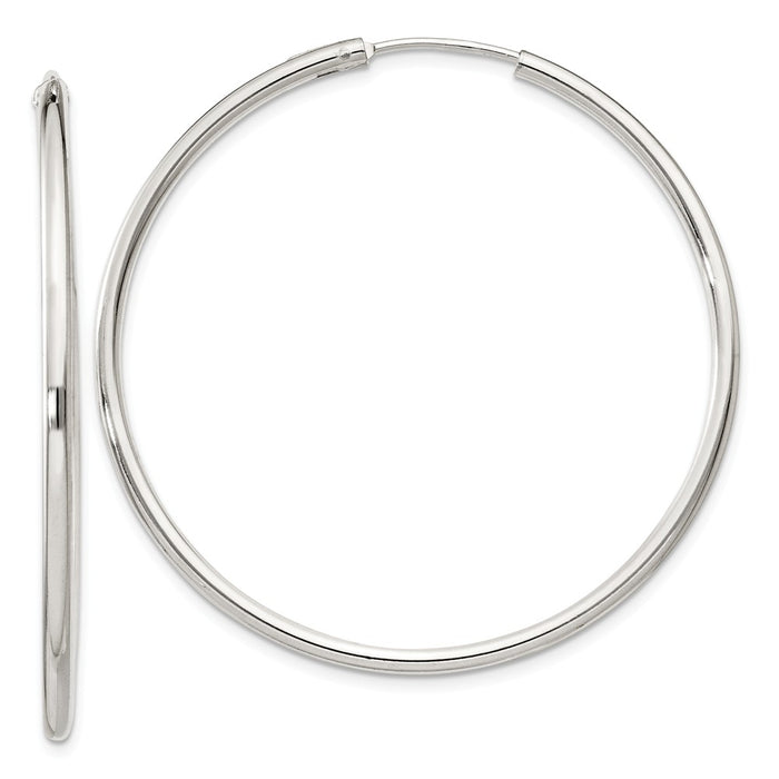 Stella Silver 925 Sterling Silver 2mm Hoop Earrings, 45mm x 45mm