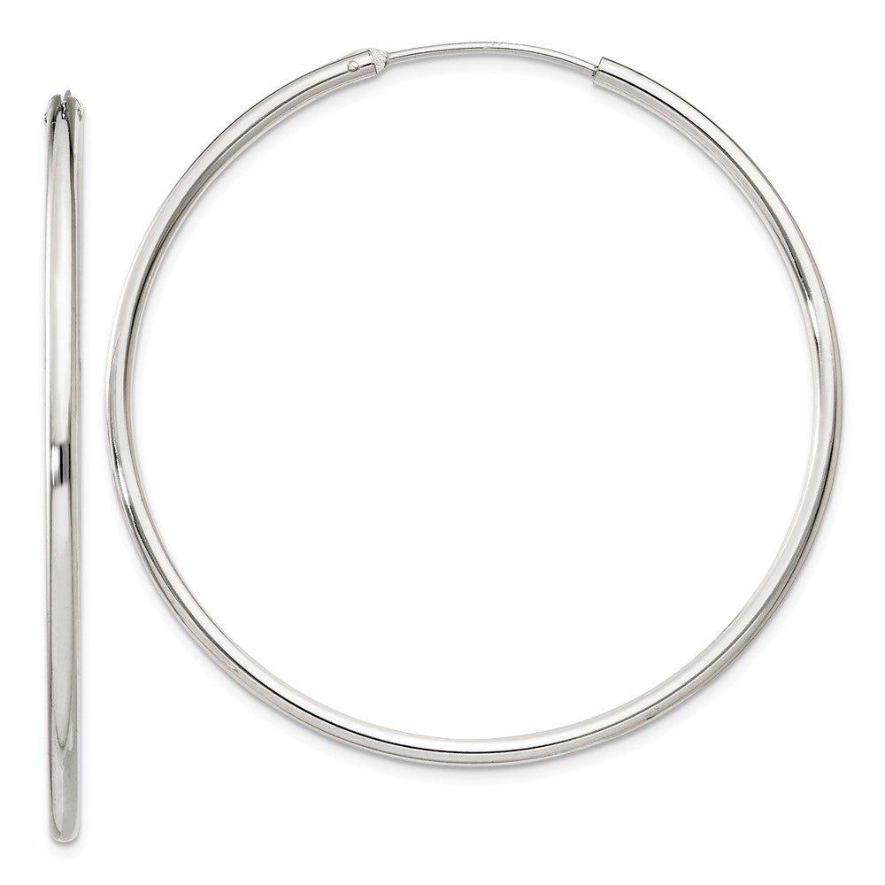 Stella Silver 925 Sterling Silver 2mm Hoop Earrings, 50mm x 50mm