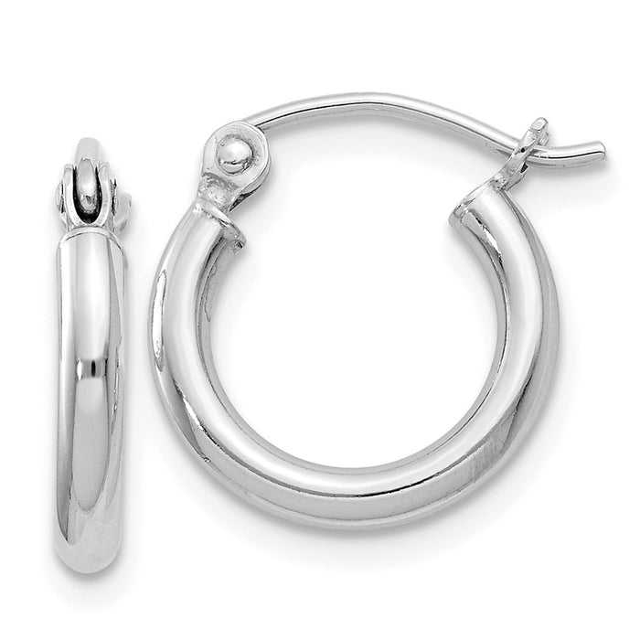 Stella Silver 925 Sterling Silver Rhodium-plated 2mm Hoop Earrings, 14mm x 12mm