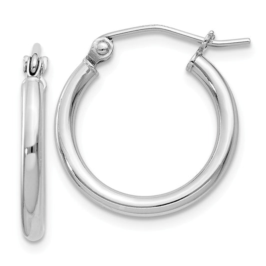 Stella Silver 925 Sterling Silver Rhodium-plated 2mm Hoop Earrings, 19mm x 17mm