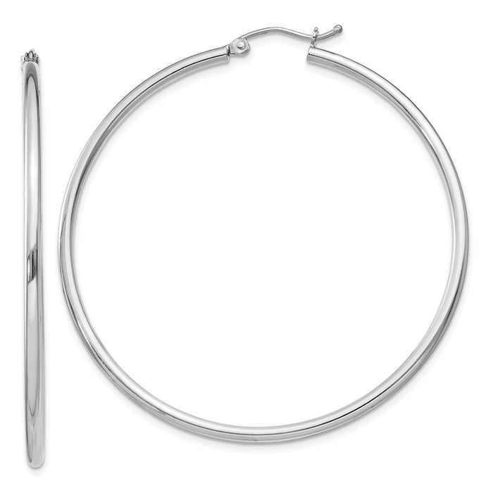 Stella Silver 925 Sterling Silver Rhodium-plated 2mm Hoop Earrings, 52mm x 50mm