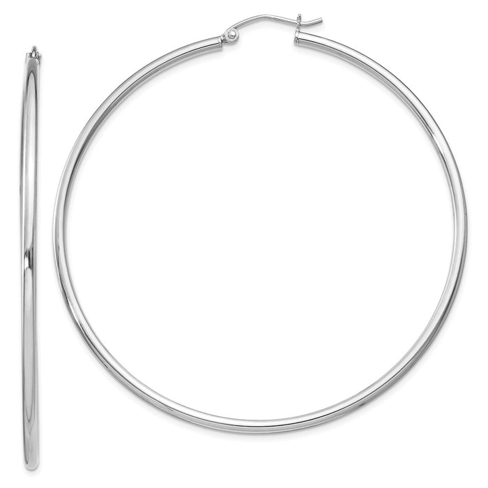 Stella Silver 925 Sterling Silver Rhodium-plated 2mm Hoop Earrings, 63mm x 60mm