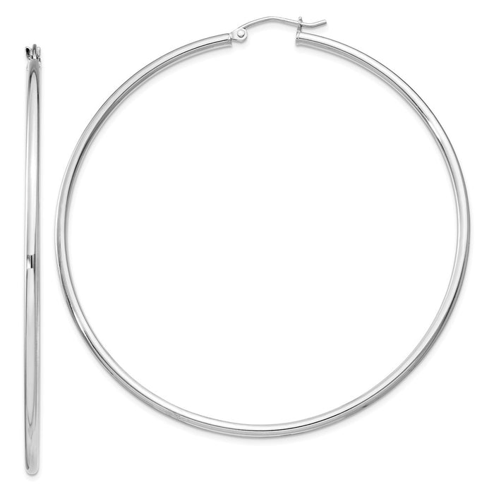 Stella Silver 925 Sterling Silver Rhodium-plated 2mm Hoop Earrings, 67mm x 65mm
