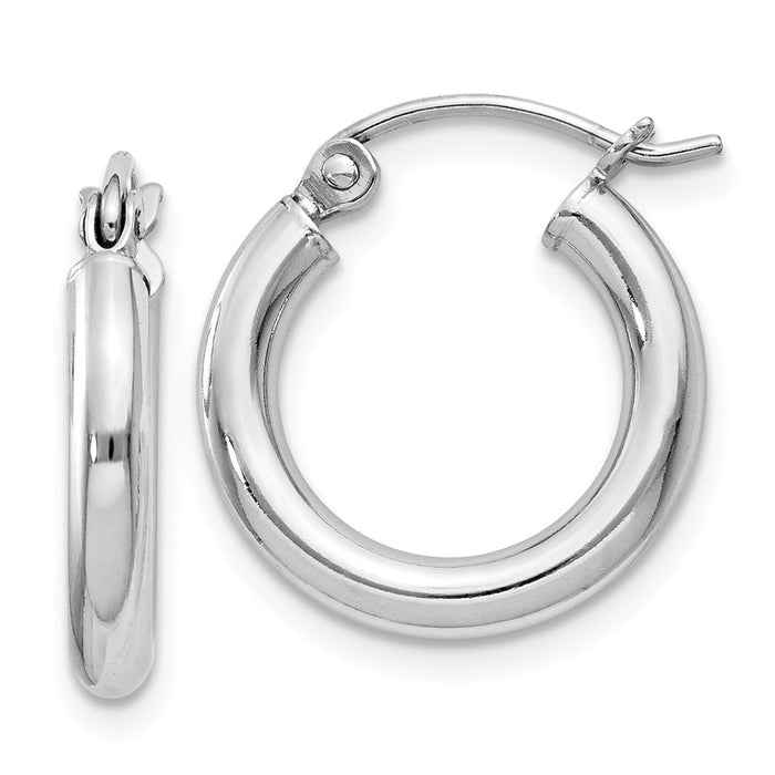 Stella Silver 925 Sterling Silver Rhodium-plated 2.5mm Tube Hoop Earrings, 17mm x 15mm