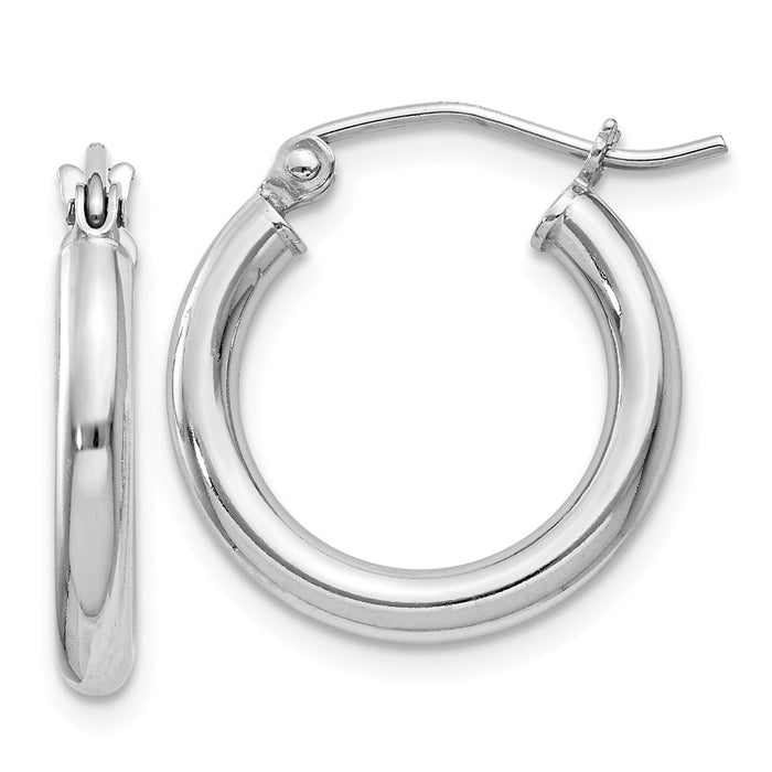 Stella Silver 925 Sterling Silver Rhodium-plated 2.5mm Tube Hoop Earrings, 19mm x 17mm