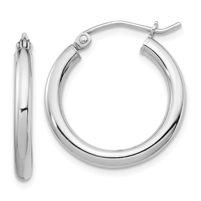 Stella Silver 925 Sterling Silver Rhodium-plated 2.5mm Round Hoop Earrings, 22mm x 20mm