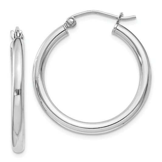 Stella Silver 925 Sterling Silver Rhodium-plated 2.5mm Round Hoop Earrings, 27mm x 25mm
