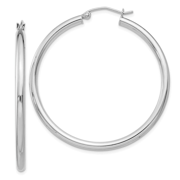 Stella Silver 925 Sterling Silver Rhodium-plated 2.5mm Round Hoop Earrings, 42mm x 40mm