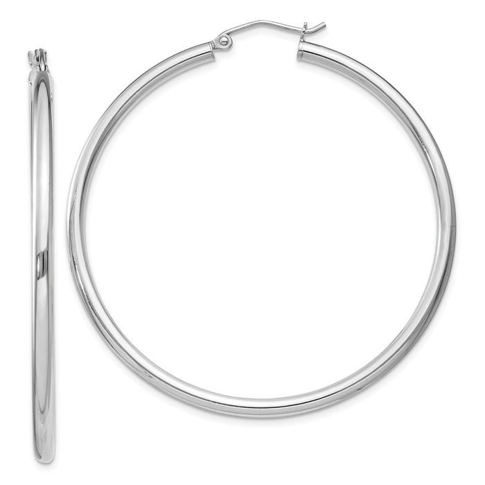 Stella Silver 925 Sterling Silver Rhodium-plated 2.5mm Round Hoop Earrings, 52mm x 50mm