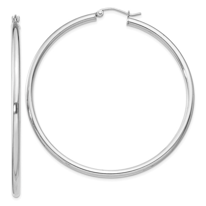 Stella Silver 925 Sterling Silver Rhodium-plated 2.5mm Round Hoop Earrings, 57mm x 55mm