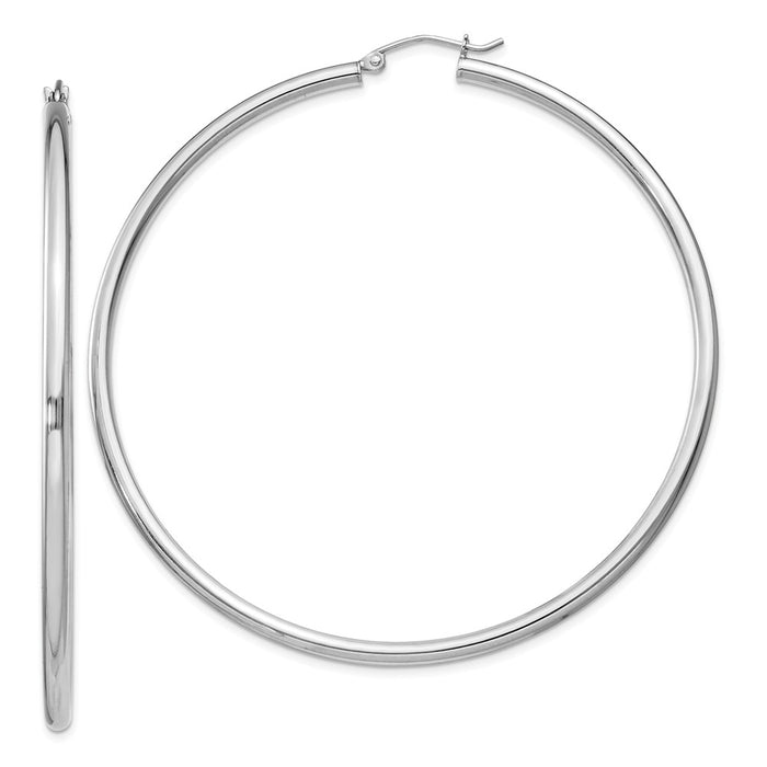 Stella Silver 925 Sterling Silver Rhodium-plated 2.5mm Round Hoop Earrings, 67mm x 65mm