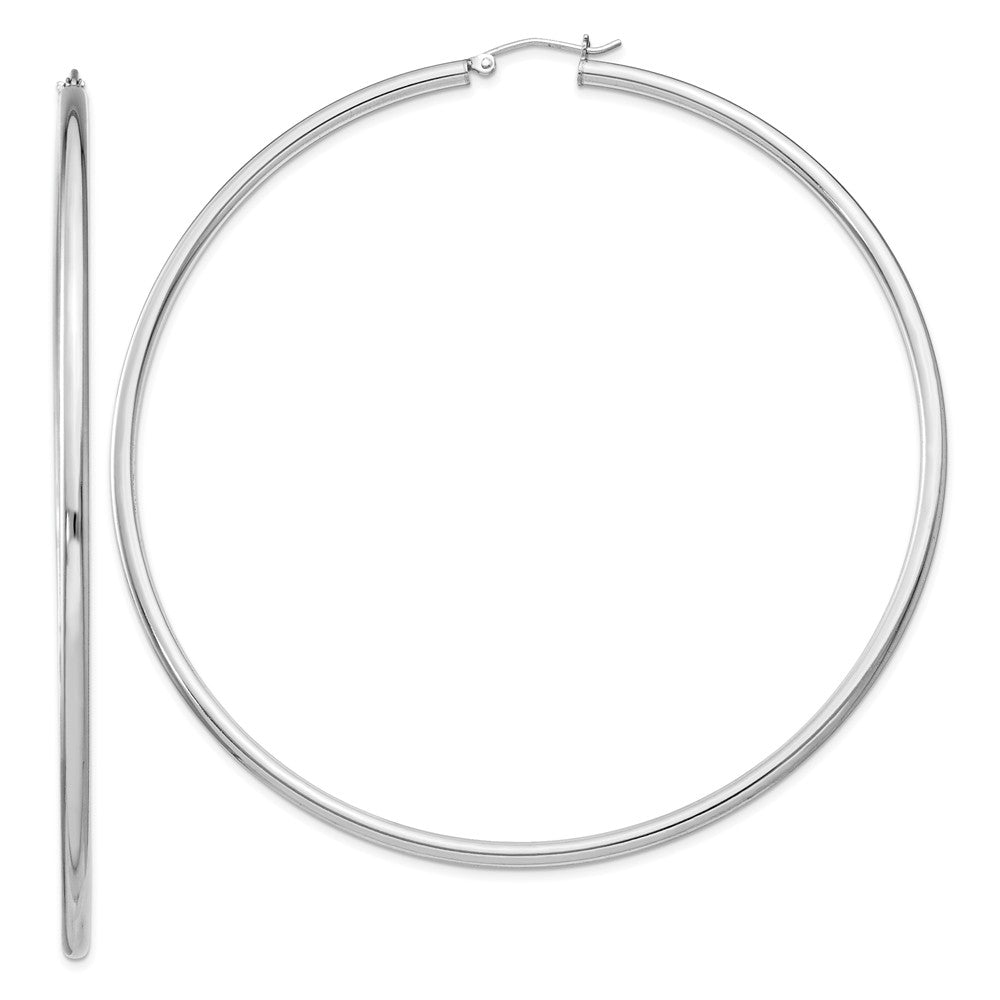 Stella Silver 925 Sterling Silver Rhodium-plated 2.5mm Round Hoop Earrings, 82mm x 80mm