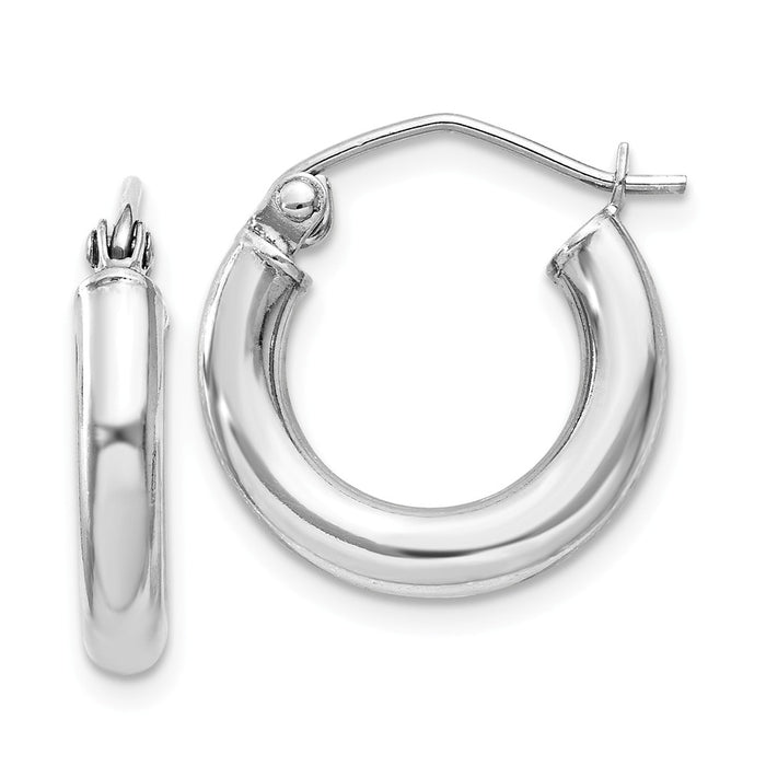 Stella Silver 925 Sterling Silver Rhodium-plated 3mm Round Hoop Earrings, 17mm x 15mm