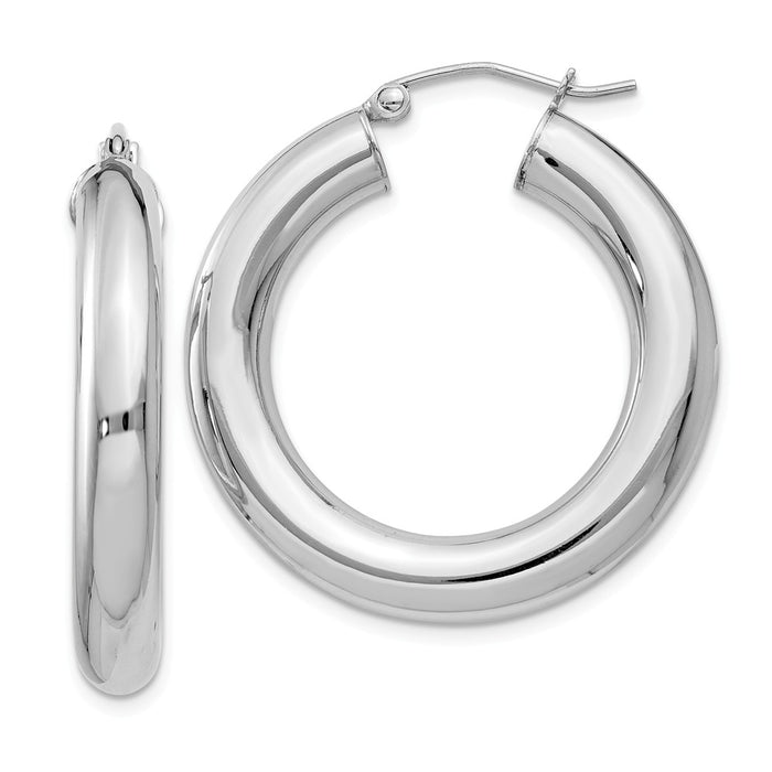 Stella Silver 925 Sterling Silver Rhodium-plated 5.00mm Polished Hoop Earrings, 32mm x 30mm