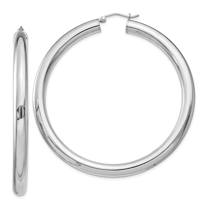 Stella Silver 925 Sterling Silver Rhodium-plated 5.00mm Polished Hoop Earrings, 62mm x 60mm