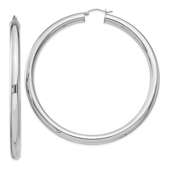 Stella Silver 925 Sterling Silver Rhodium-plated 5mm Polished Hoop Earrings, 72mm x 69mm