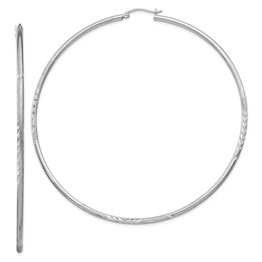 Stella Silver 925 Sterling Silver Rhodium-plated Polished & Satin Diamond-Cut Hoop Earrings, 81mm x 79mm