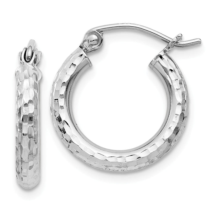 Stella Silver 925 Sterling Silver Rhodium-plated 2.25 Diamond-Cut Hoop Earrings, 17mm x 15mm