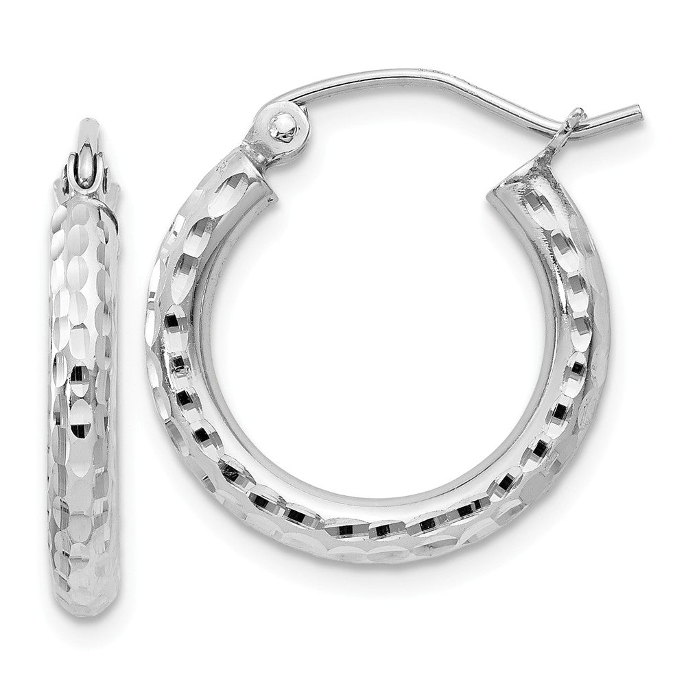 Stella Silver 925 Sterling Silver Rhodium-plated 2.25mm Diamond-Cut Hoop Earrings, 19mm x 17mm