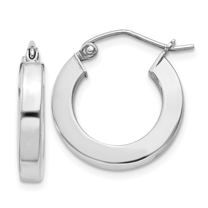 Stella Silver 925 Sterling Silver Rhodium-plated Square Tube Hoop Earrings, 19mm x 17mm