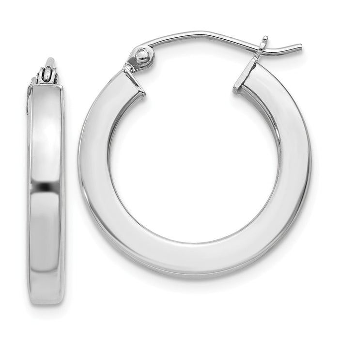 Stella Silver 925 Sterling Silver Rhodium-plated Square Hoop Earrings, 22mm x 20mm