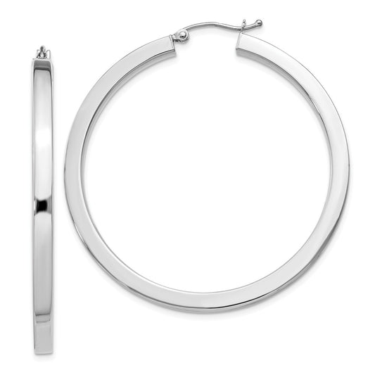 Stella Silver 925 Sterling Silver Rhodium-plated Square Hoop Earrings, 47mm x 45mm