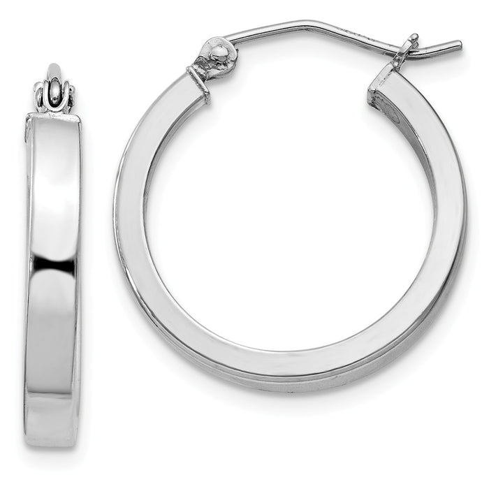 Stella Silver 925 Sterling Silver Rhodium-plated Square Tube Hoop Earrings, 22mm x 20mm