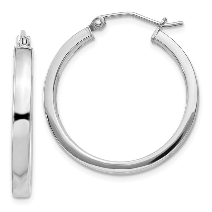 Stella Silver 925 Sterling Silver Rhodium-plated Square Tube Hoop Earrings, 26mm x 25mm