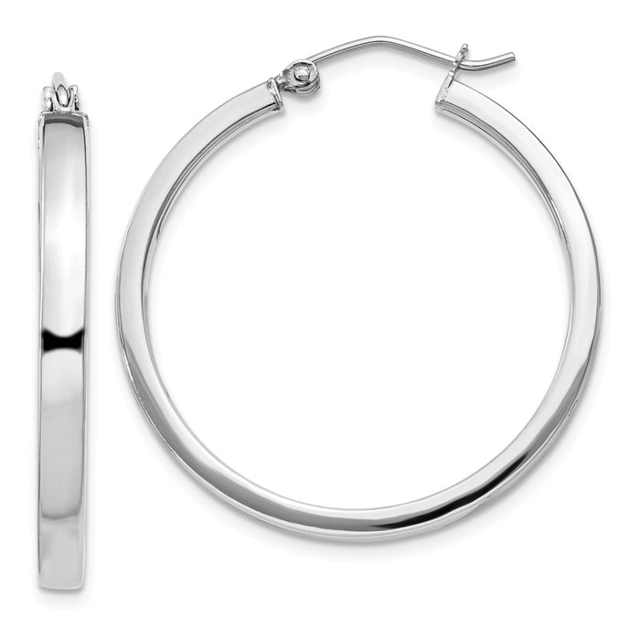 Stella Silver 925 Sterling Silver Rhodium-plated Square Tube Hoop Earrings, 32mm x 30mm