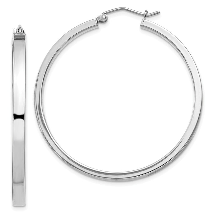 Stella Silver 925 Sterling Silver Rhodium-plated Square Tube Hoop Earrings, 42mm x 40mm