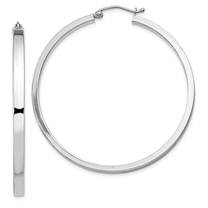 Stella Silver 925 Sterling Silver Rhodium-plated Square Tube Hoop Earrings, 47mm x 45mm