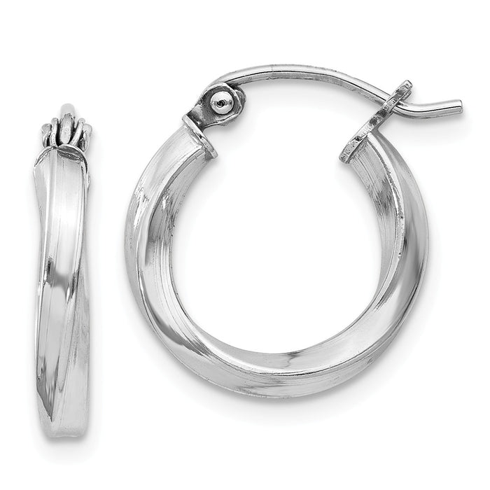 Stella Silver 925 Sterling Silver Rhodium-plated Twisted Hoop Earrings, 17mm x 15mm
