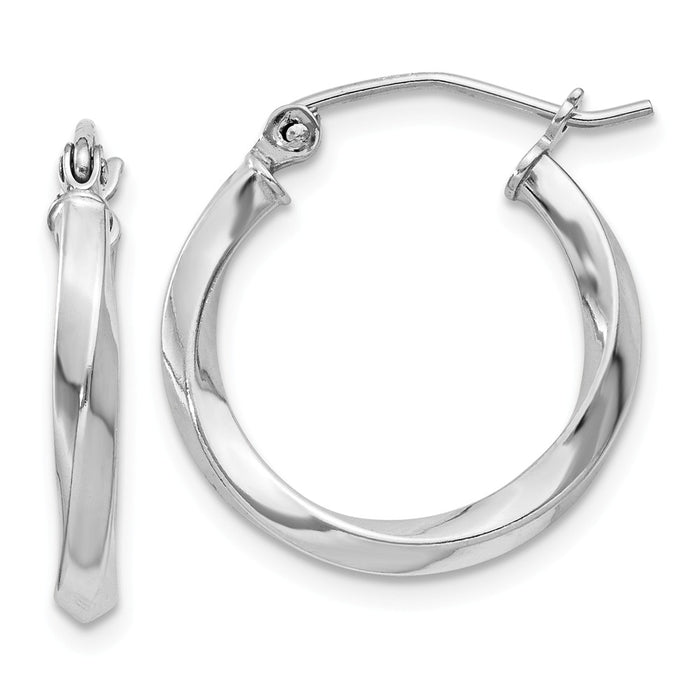 Stella Silver 925 Sterling Silver Rhodium-plated Twisted Hoop Earrings, 21mm x 20mm
