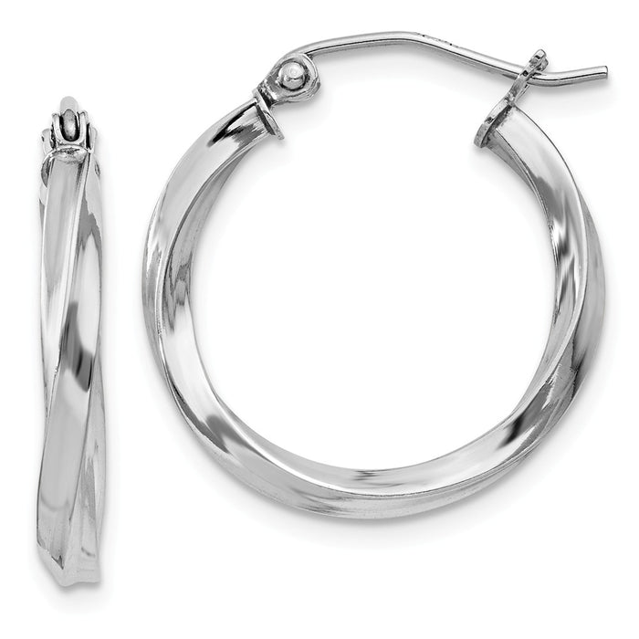 Stella Silver 925 Sterling Silver Rhodium-plated 2.5mm Twisted Hoop Earrings, 22mm x 20mm
