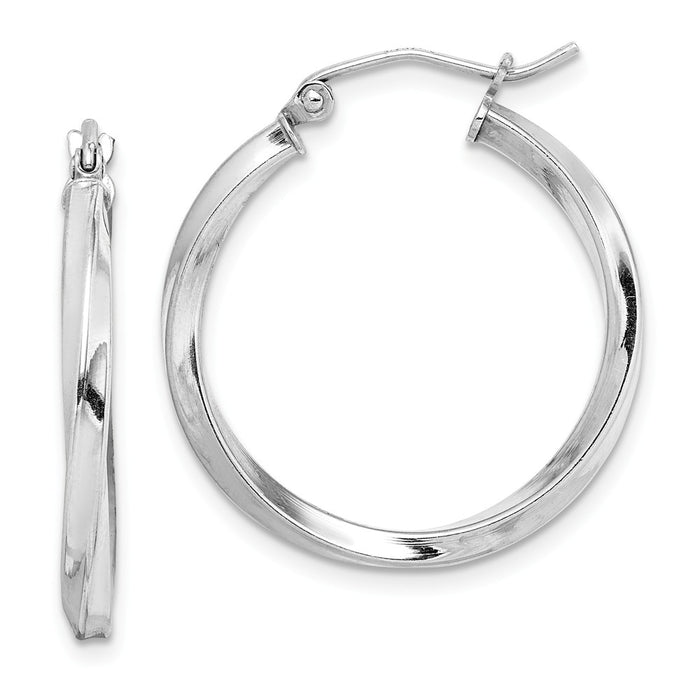 Stella Silver 925 Sterling Silver Rhodium-plated Twisted Hoop Earrings, 27mm x 25mm