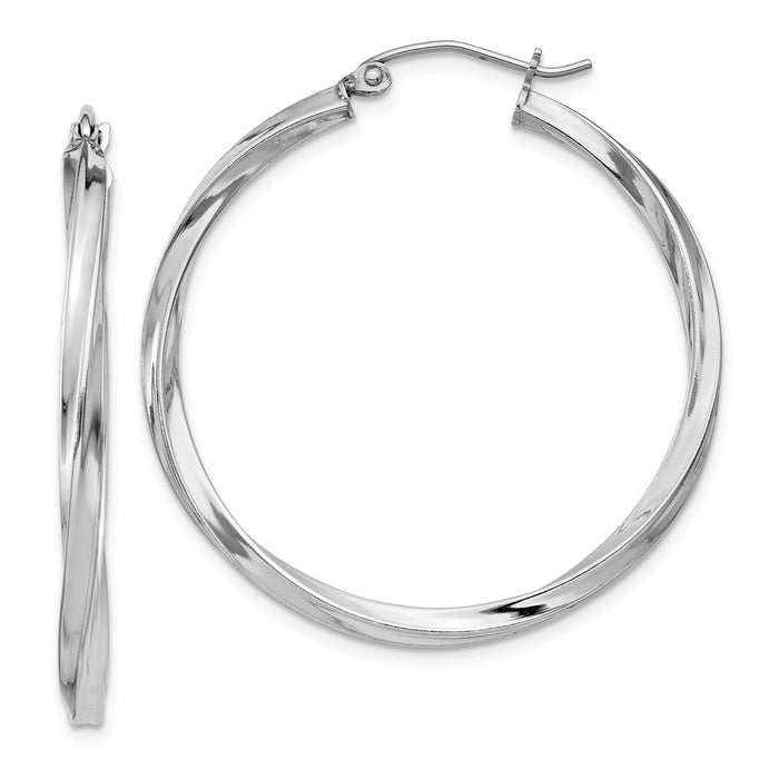 Stella Silver 925 Sterling Silver Rhodium-plated Twisted Hoop Earrings, 37mm x 35mm