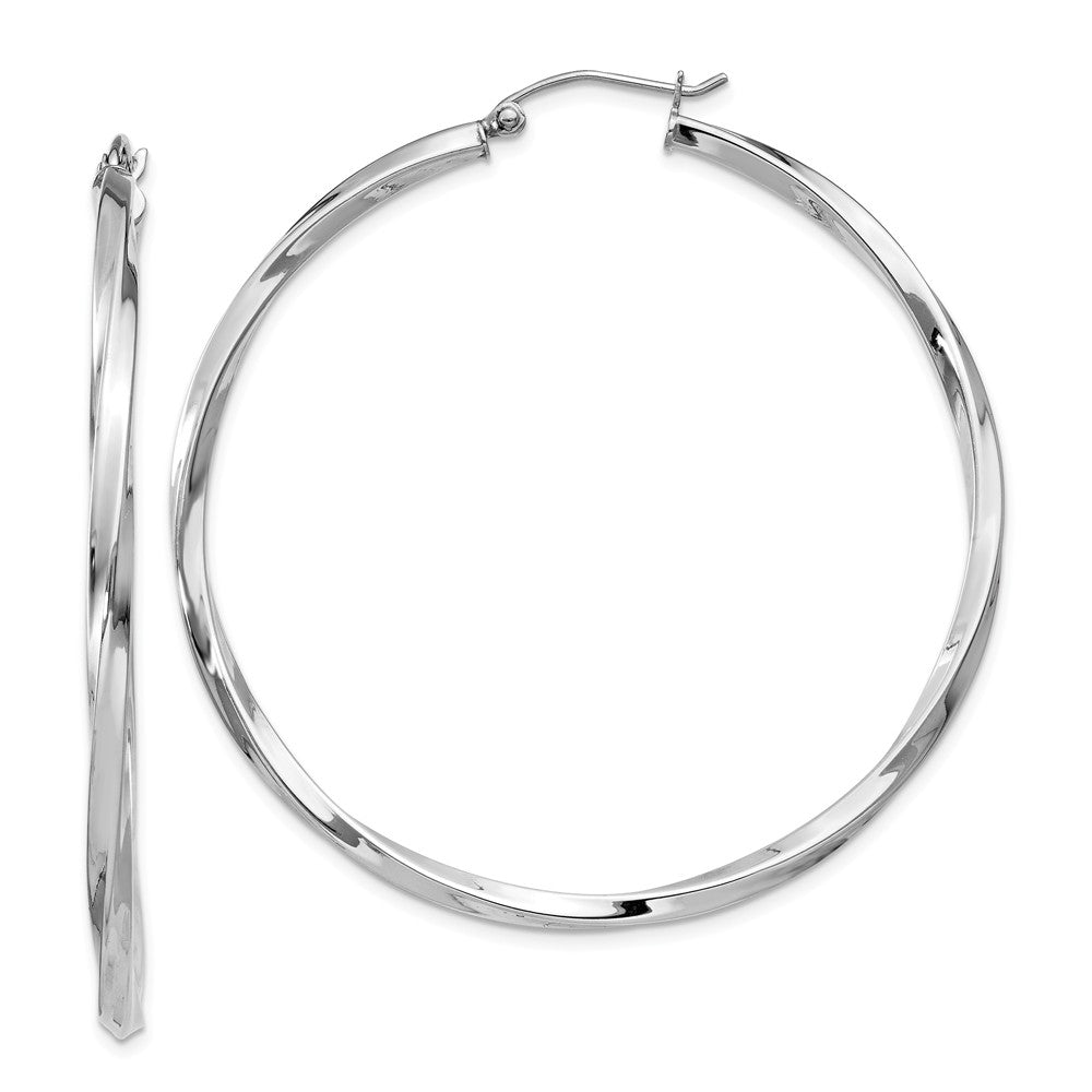 Stella Silver 925 Sterling Silver Rhodium-plated Twisted Hoop Earrings, 53mm x 50mm