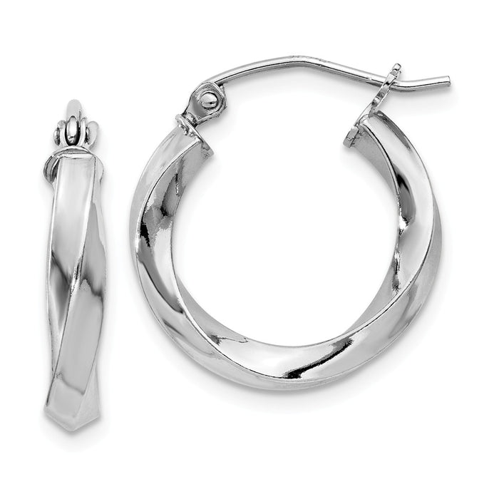 Stella Silver 925 Sterling Silver Rhodium-plated Twisted Hoop Earrings, 19mm x 16mm