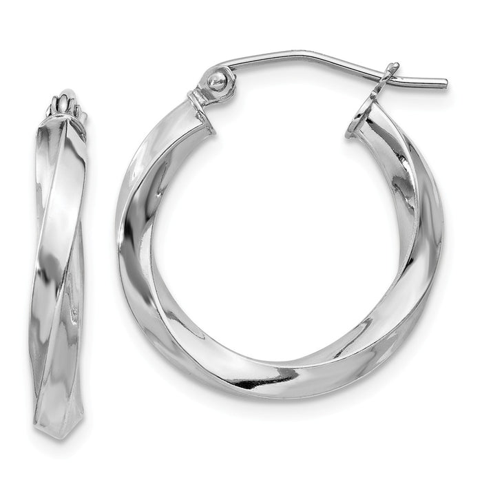 Stella Silver 925 Sterling Silver Rhodium-plated Twisted Hoop Earrings, 23mm x 21mm