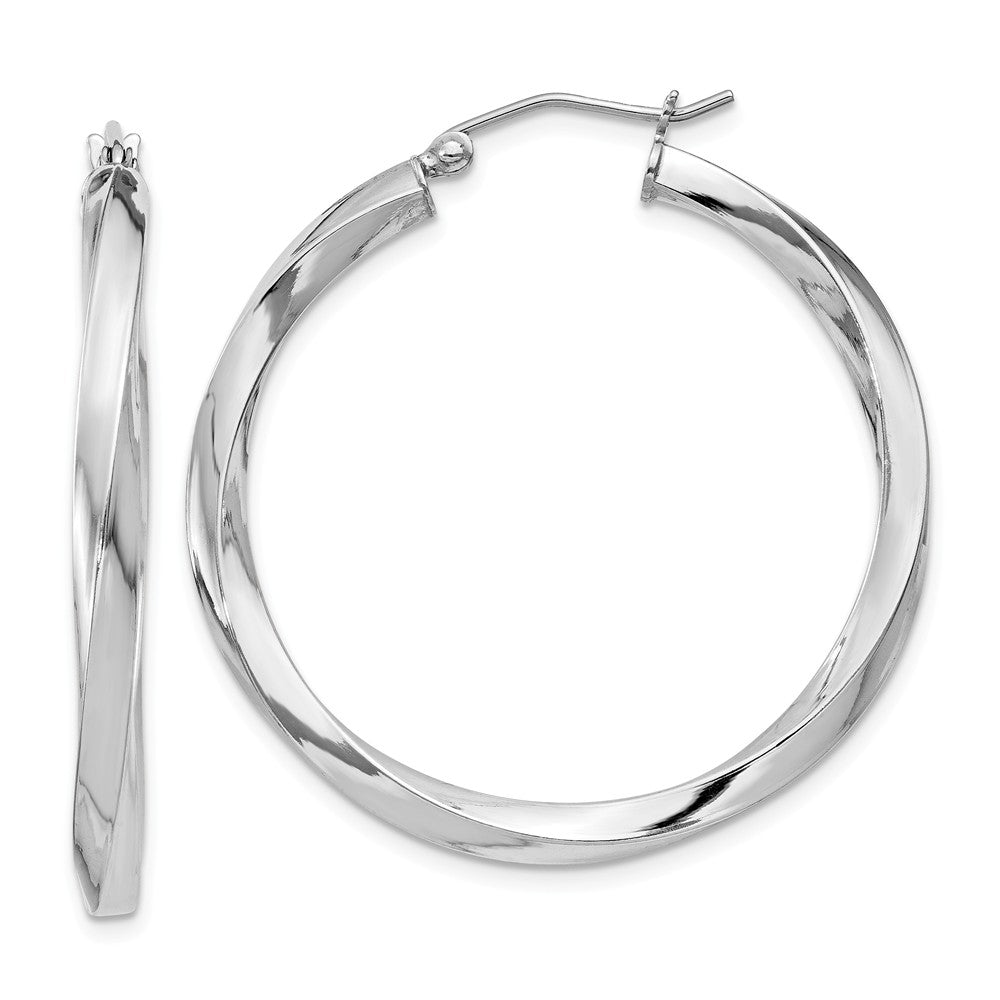Stella Silver 925 Sterling Silver Rhodium-plated 3.00mm Twisted Hoop Earrings, 36mm x 34mm
