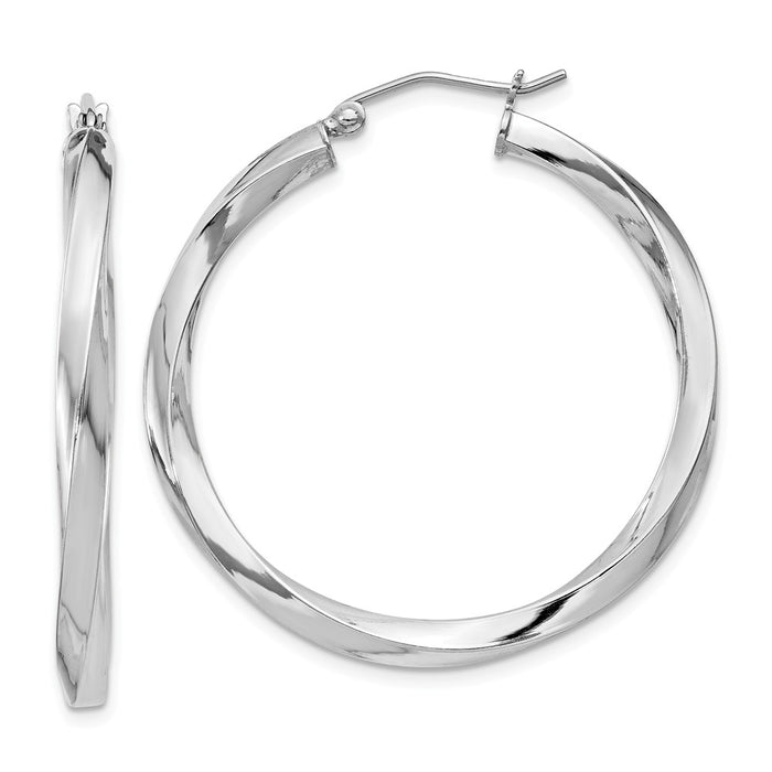 Stella Silver 925 Sterling Silver Rhodium-plated 3.00mm Twisted Hoop Earrings, 36mm x 34mm