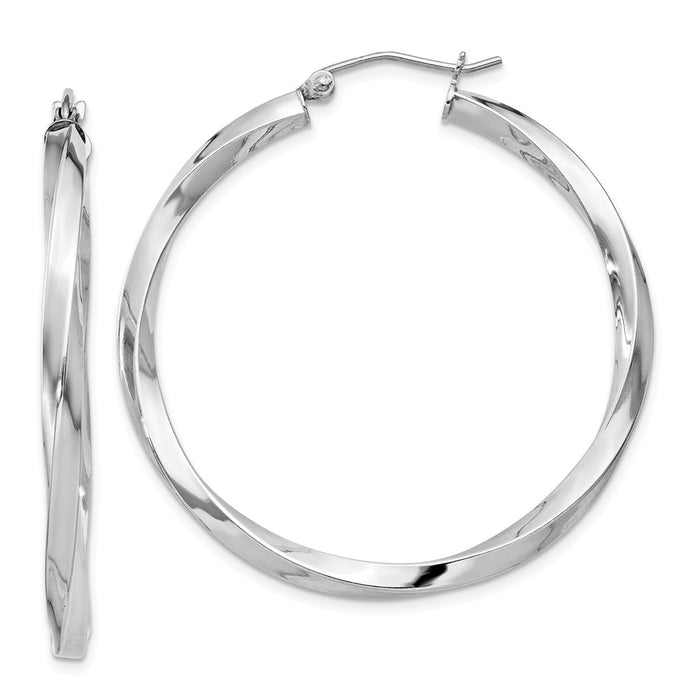 Stella Silver 925 Sterling Silver Rhodium-plated 3.00mm Twisted Hoop Earrings, 41mm x 39mm