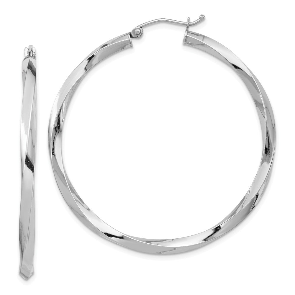 Stella Silver 925 Sterling Silver Rhodium-plated 3.00mm Twisted Hoop Earrings, 47mm x 45mm