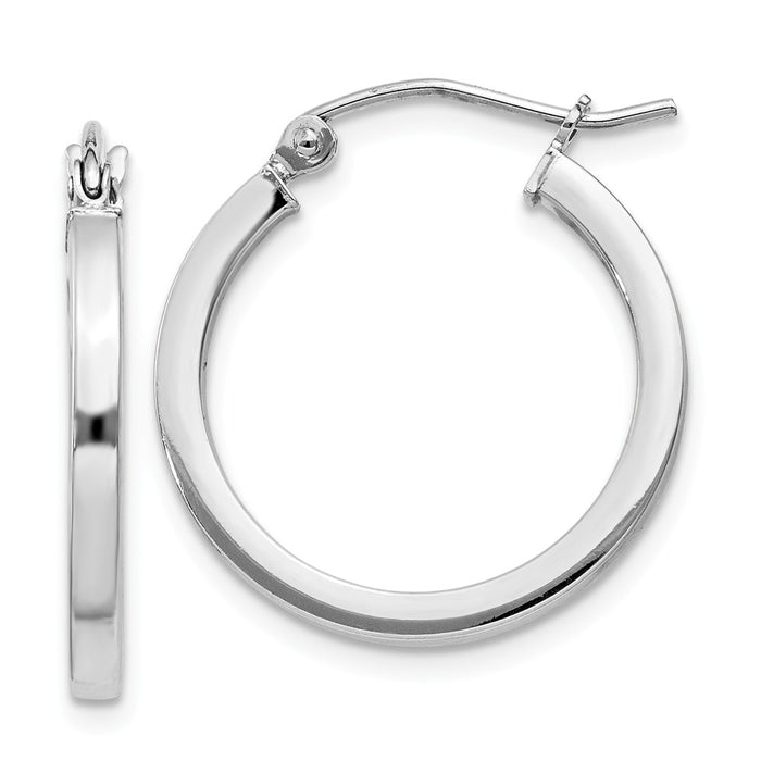 Stella Silver 925 Sterling Silver Rhodium-plated 2mm Square Tube Hoop Earrings, 21mm x 20mm