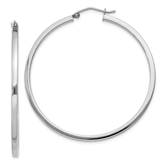 Stella Silver 925 Sterling Silver Rhodium-plated 2mm Square Tube Hoop Earrings, 46mm x 44mm